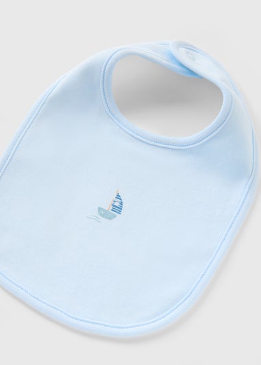 2 Pack Baby Blue Boat Bibs