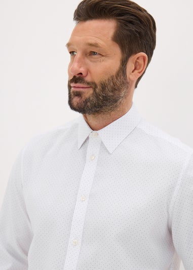 Taylor & Wright White Polka Dot Regular Fit Shirt