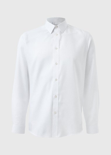 Taylor & Wright White Polka Dot Regular Fit Shirt