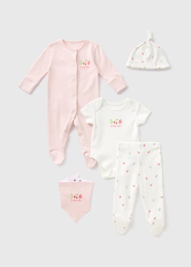 5 Piece Baby Pink Fruit Layette Set (Newborn-6mths)