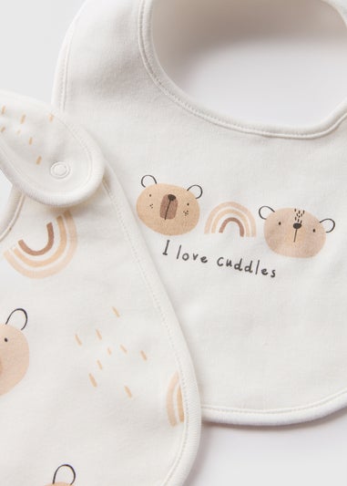 2 Pack Baby Cream Bear Bibs