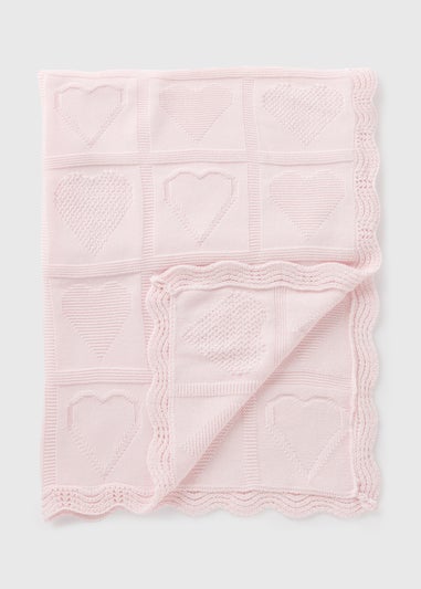 Baby Pink Heart Frill Edge Blanket