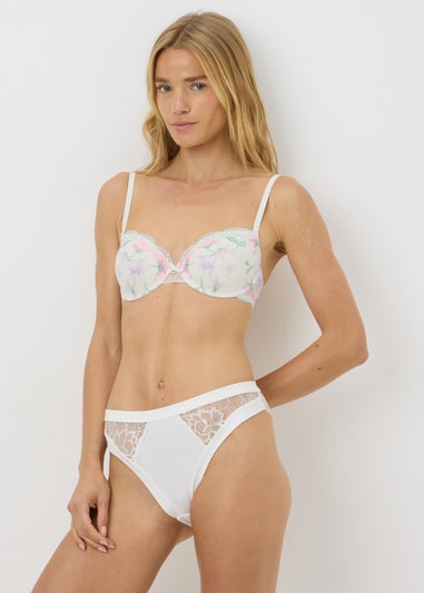 Cream Floral Bra