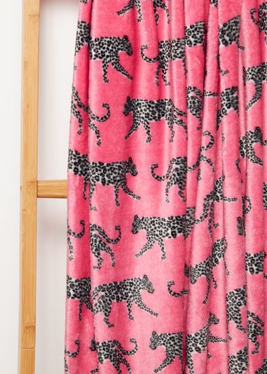 Pink Leopard Fleece Throw