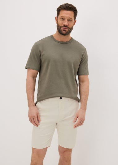 Ecru Slim Fit Chino Shorts