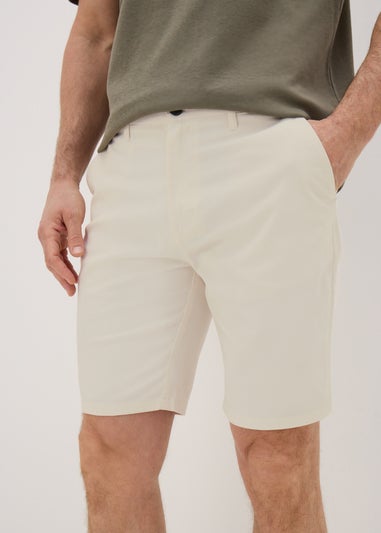 Ecru Slim Fit Chino Shorts