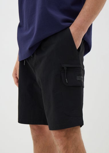 Black Tech Cargo Shorts