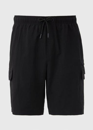 Black Tech Cargo Shorts