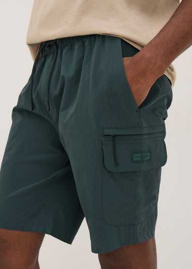 Teal Tech Drawcord Cargo Shorts