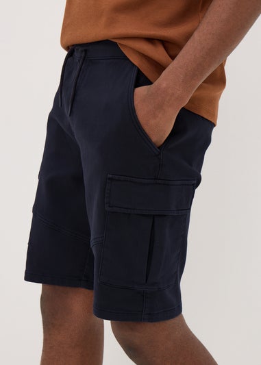 Navy Knitted Cargo Shorts