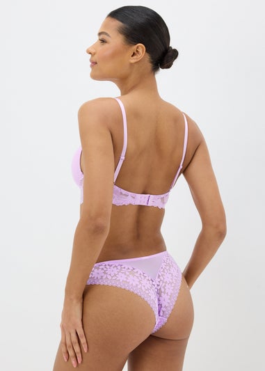 Lilac Floral Lace Brazilian Knickers