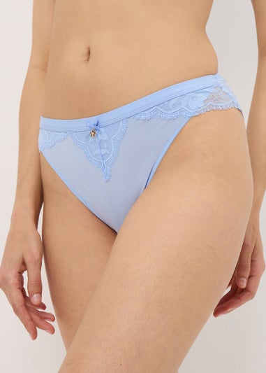 Blue Comfort Lace High Leg Knickers