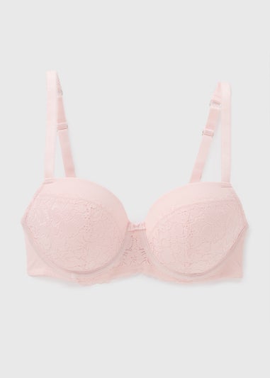 DD+ Pink Lace Padded Bra