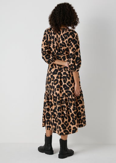 Et Vous Brown Animal Midi Dress