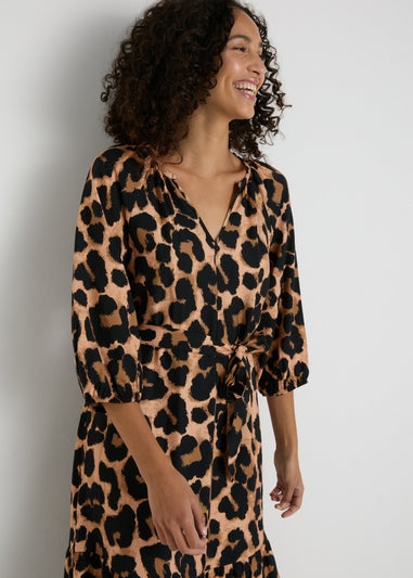 Et Vous Brown Animal Midi Dress