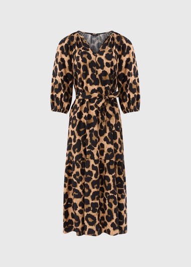 Et Vous Brown Animal Midi Dress