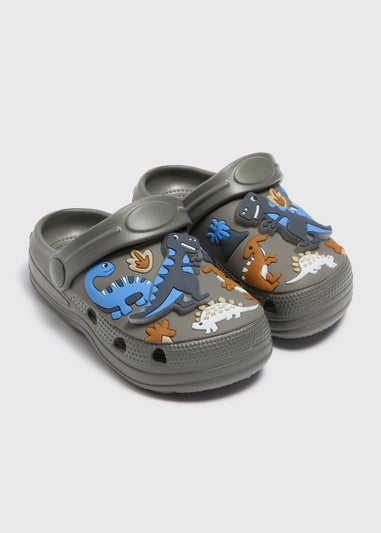 Boys Khaki Dinosaur Clogs (Younger 4/5-Older 1/2)