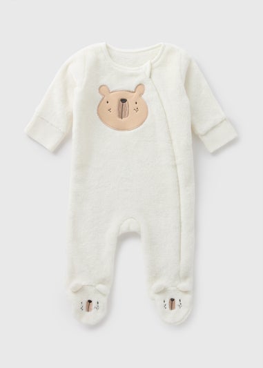 Baby Cream Bear Fleece Sleepsuit (Newborn-12mths)