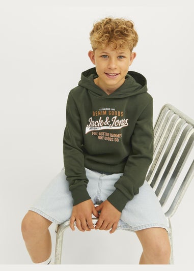 Jack & Jones Kids Khaki Printed Hoodie (8-16yrs)