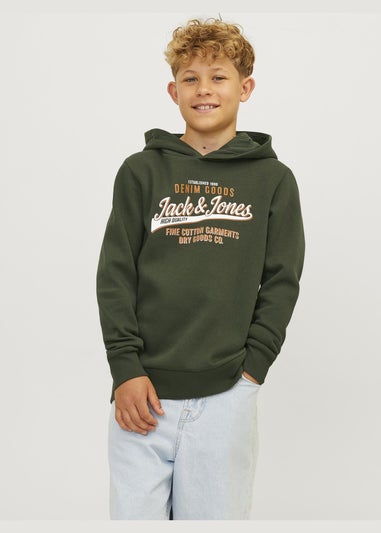 Jack & Jones Kids Khaki Printed Hoodie (8-16yrs)