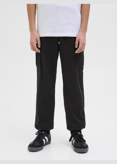 Jack & Jones Kids Black Cuffed Cargo Trousers (8-16yrs)