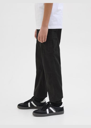 Jack & Jones Kids Black Cuffed Cargo Trousers (8-16yrs)