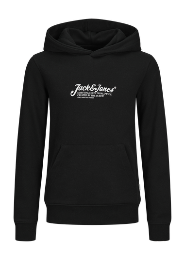 Jack & Jones Black Slogan Hoodie (8-16yrs)