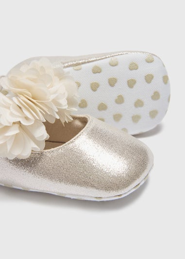 Baby Gold Corsage Soft Sole Shoes