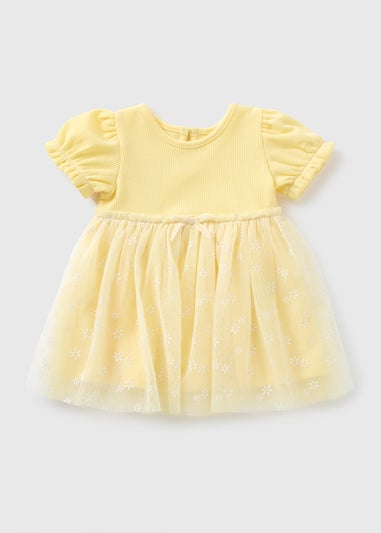 Baby Lemon Flower Mesh Skirt Dress