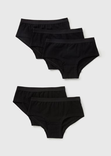 5 Pack Black Hipster Briefs (6-13yrs)