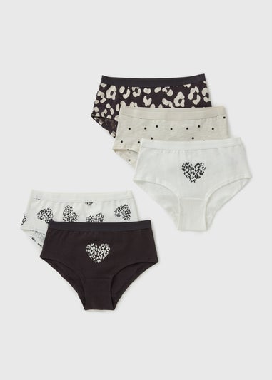 5 Pack Girls Nude Leopard Hipster Briefs (6-13yrs)