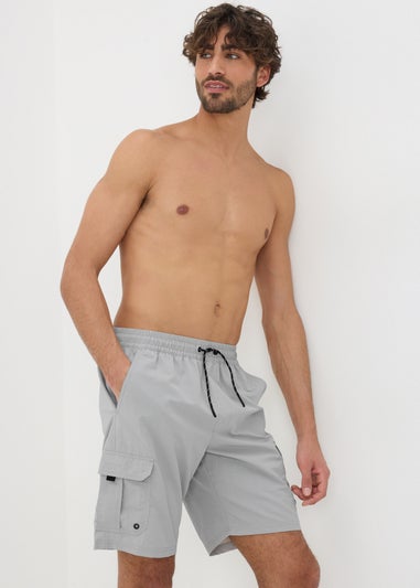 Grey Cargo Swim Shorts