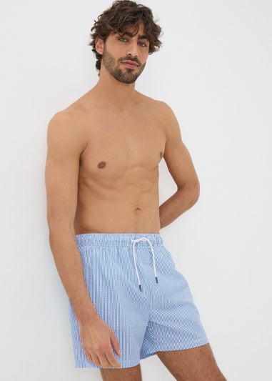 Blue Stripe Seersucker Swim Shorts