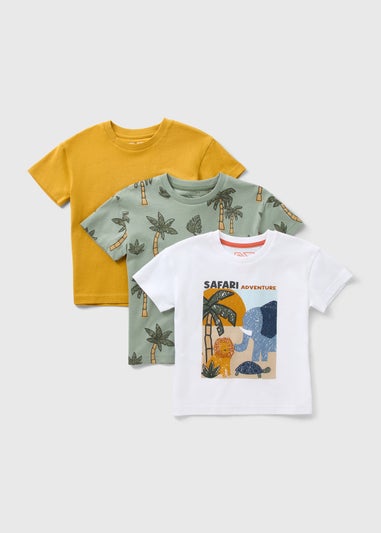 3 Pack Boys Multicolour Safari Adventure T-Shirts (1-7yrs)