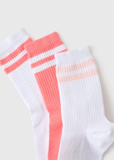 3 Pack Girls Pink Sports Socks (Younger 6-Older 6.5)