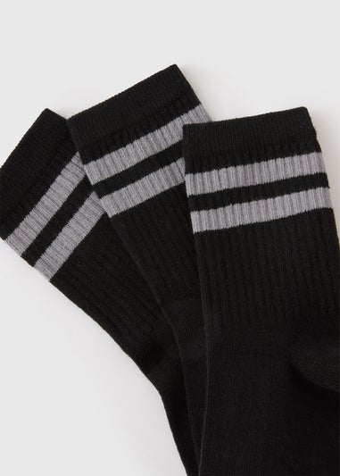 3 Pack Boys Black Sports Socks (Younger 6 - Older 6.5)