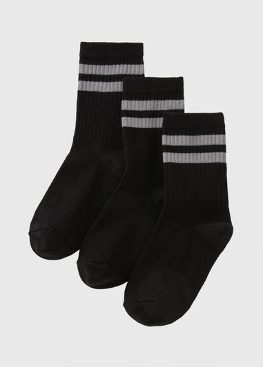 3 Pack Boys Black Sports Socks (Younger 6 - Older 6.5)