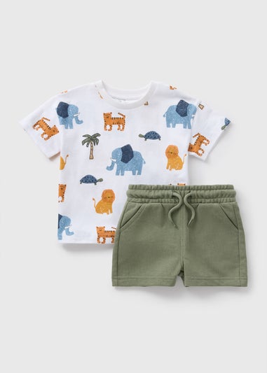 Boys Khaki Safari T-Shirt & Shorts Set (1-7yrs)