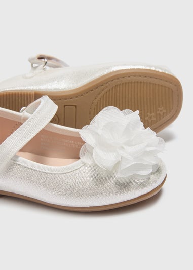 Girls White Corsage Ballet Shoes (Younger 4-9)