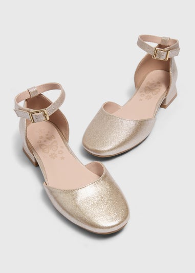 Girls Gold Block Heels (Younger 10-Older 2)