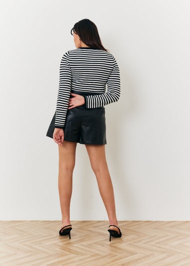 In The Style Monochrome Stripe Knit Cardigan