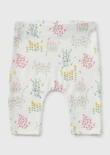 Baby White Floral Leggings (Newborn-23mths)