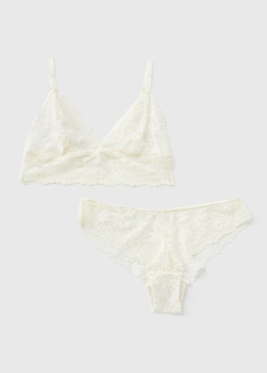 Cream Lace Bralette & Knickers Set