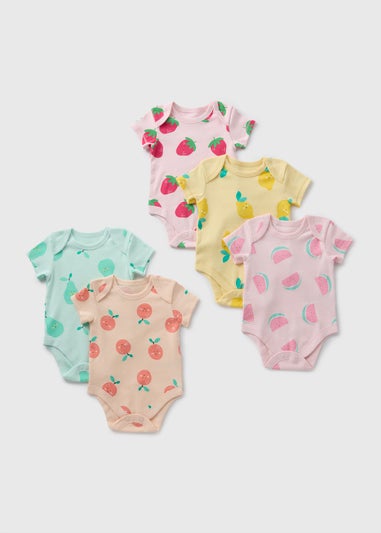 5 Pack Baby Multicolour Fruit Bodysuits (Newborn-23mths)