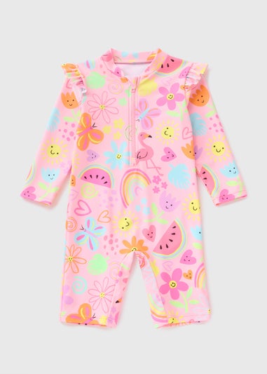 Girls Pink Fun Surf Suit (1-7yrs)