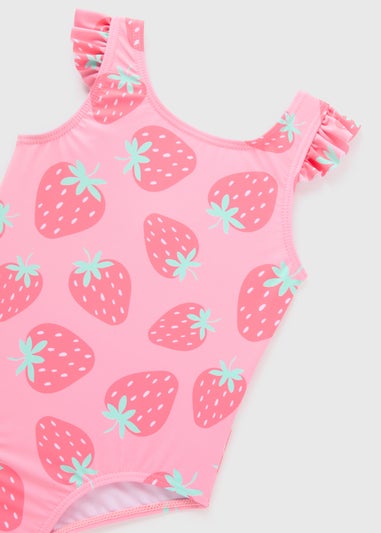 Girls Pink Strawberry Swim Suit (1-7yrs)