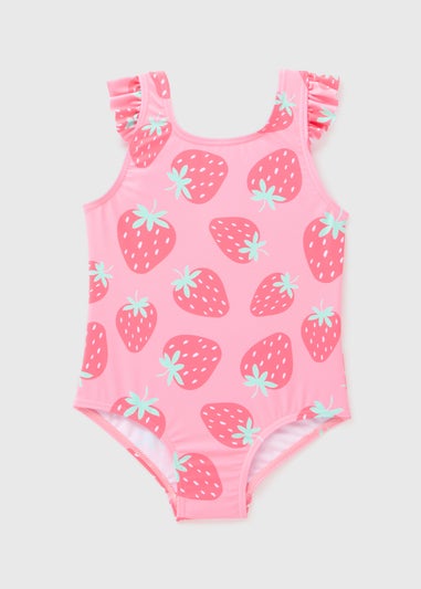 Girls Pink Strawberry Swim Suit (1-7yrs)