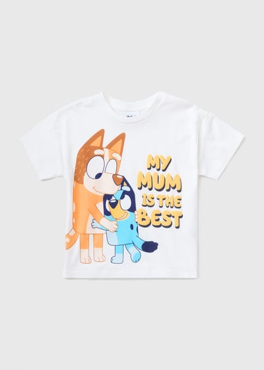 Bluey Kids White Best Mum T-Shirt (1-7yrs)