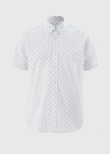 White Geometric Short Sleeve Shirt