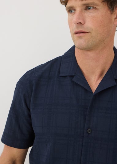 Navy Smart Textured Shirt
